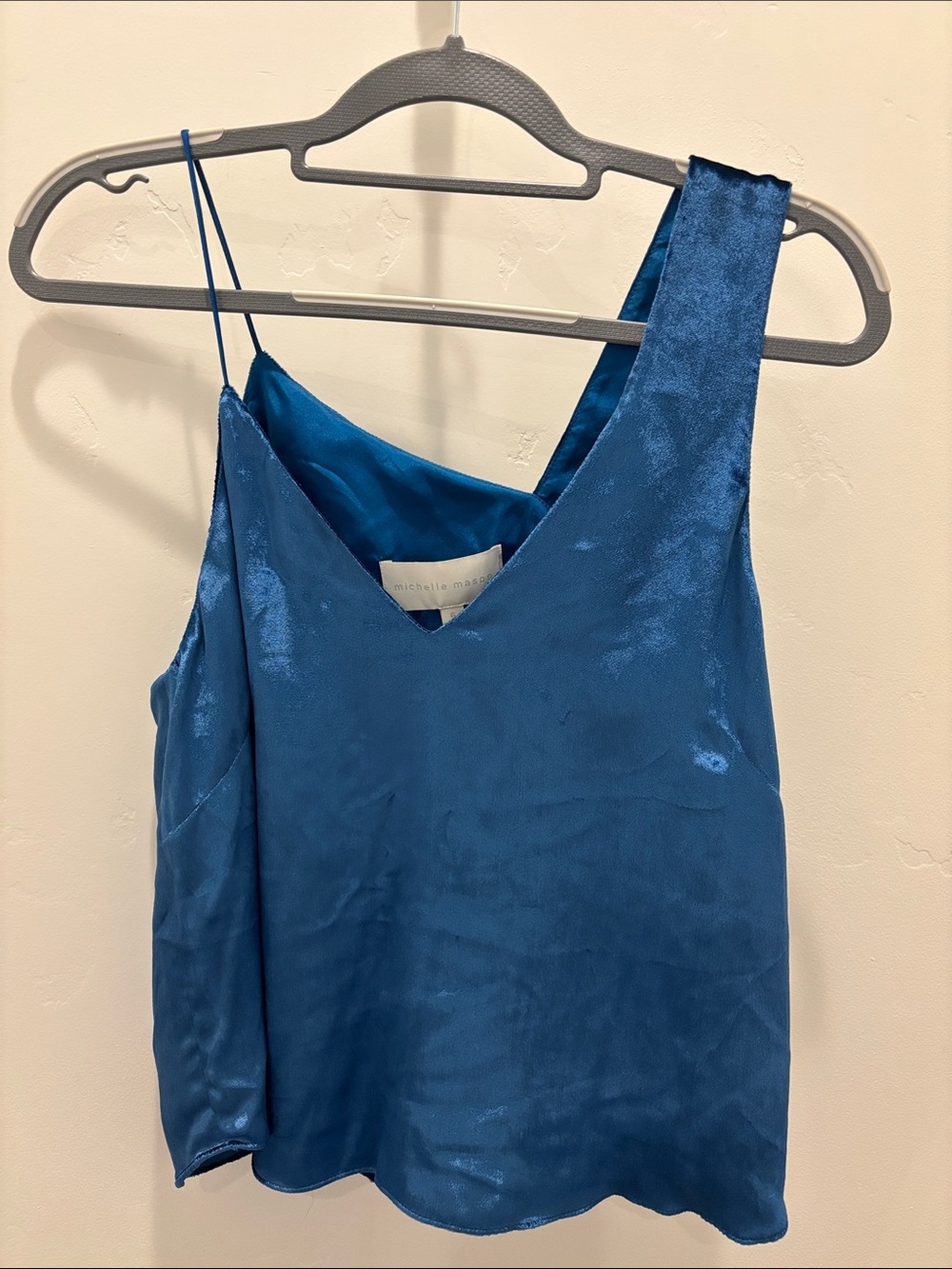 Michelle Mason Deep Blue Velvet Asymmetric Cami